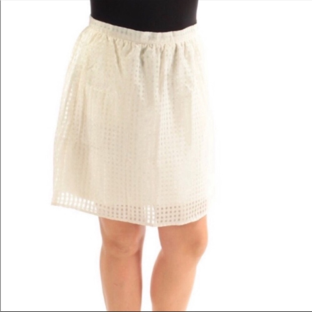 Maison Jules Checkered Gingham A-Line Above Knee Skirt Cream Color Size Small